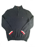 Tommy Hilfiger Men's Black Cotton Quarter-Zip Sweater XL