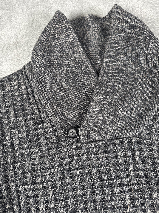 Gap Women's Grey Ribbed Knit Button Collar Jumper Size S