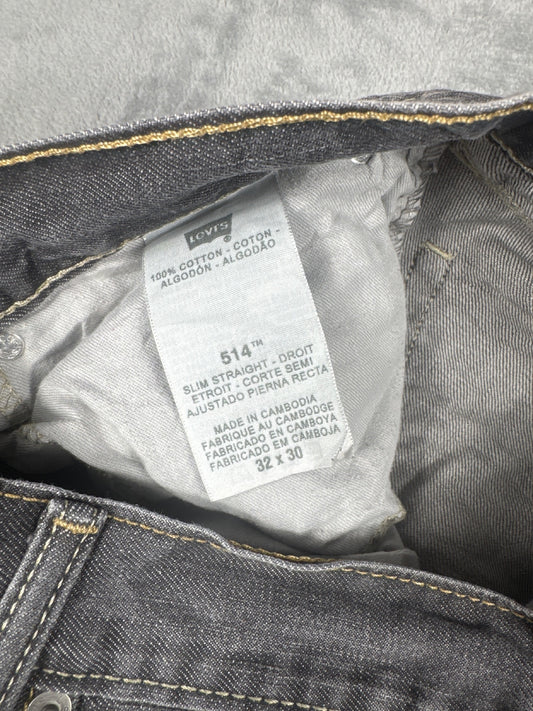 Levi's 514 Slim Straight Grey Denim Jeans Size 32x30