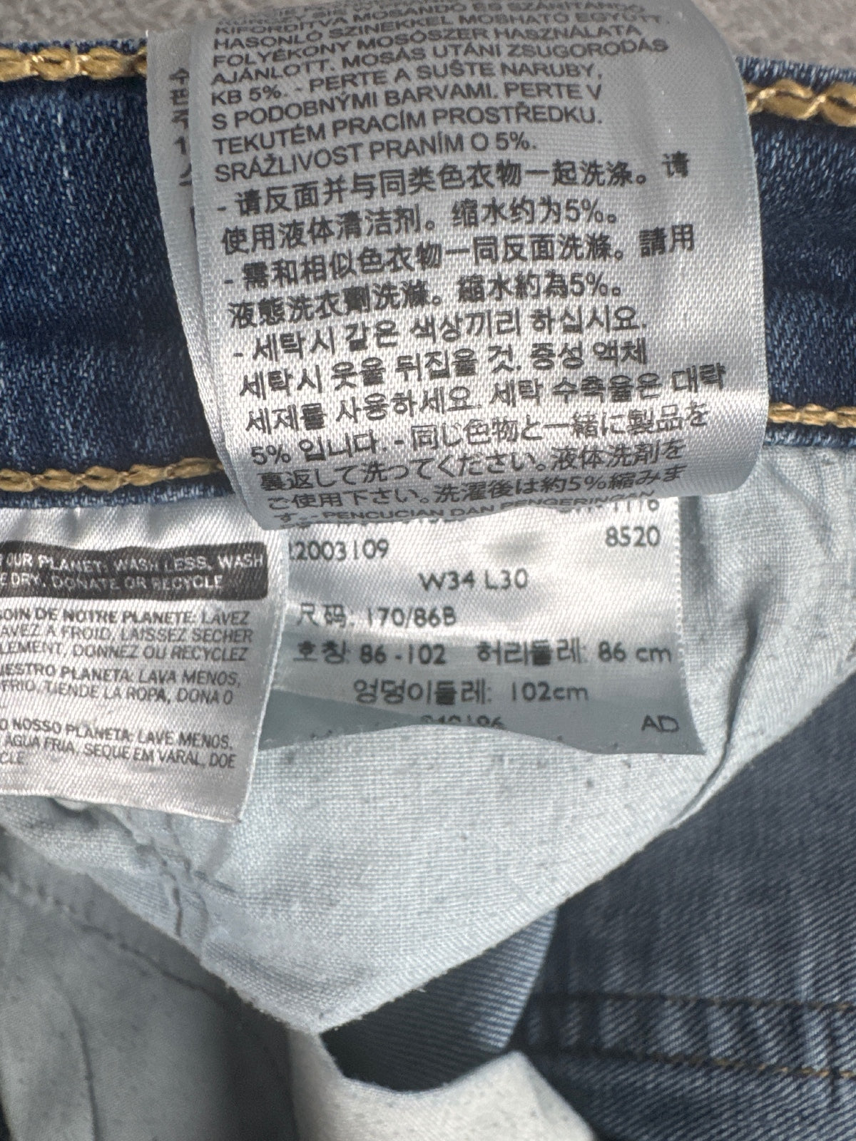Levi's 513 Slim Straight Blue Denim Jeans W34 L30