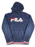 Fila Navy Blue Sherpa Vintage Hoodie Size XXL