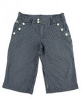 Lacoste Navy Blue and White Pinstripe Bermuda Shorts W28