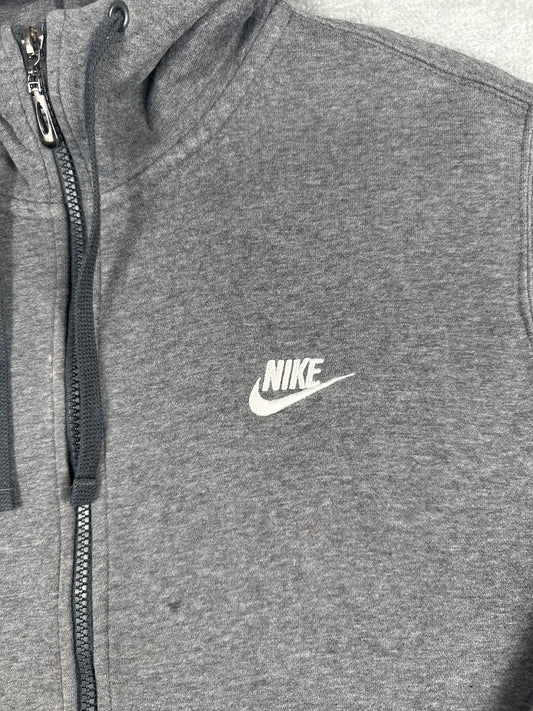 Nike Grey Full Zip Hoodie with Logo Size L