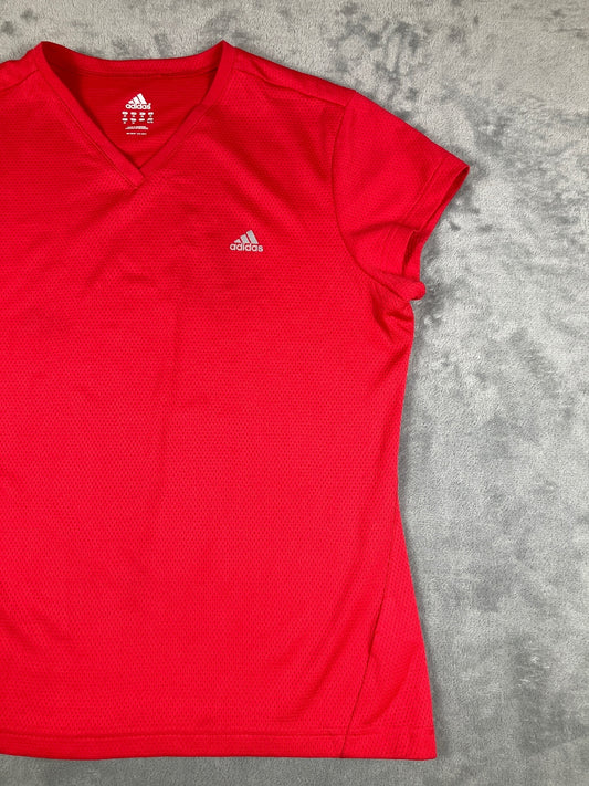Adidas Red V-Neck Short Sleeve Sports T-Shirt Size XL