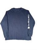 Vintage Carhartt Navy Blue Long Sleeve Logo T-Shirt - XXL*