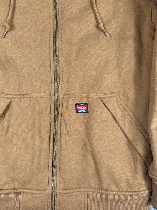 Wrangler Brown Hooded Zip-Up Jacket with Sherpa Lining - S