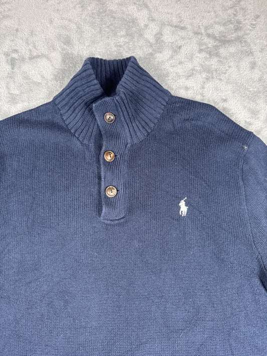 Polo Ralph Lauren Navy Blue Wool Button-Up Sweater M/M