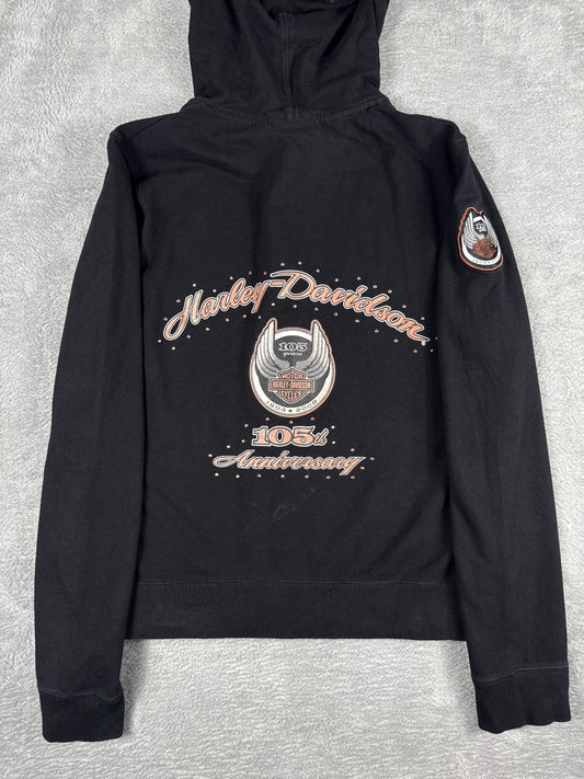 Harley-Davidson Black 105th Anniversary Zip-Up Hoodie, SizeL
