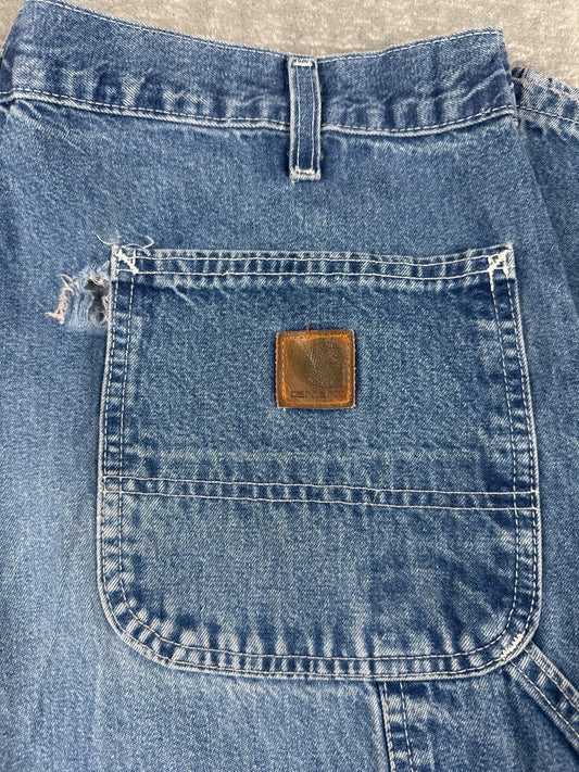 Carhartt Denim Carpenter Jeans with Pockets and Distressed R