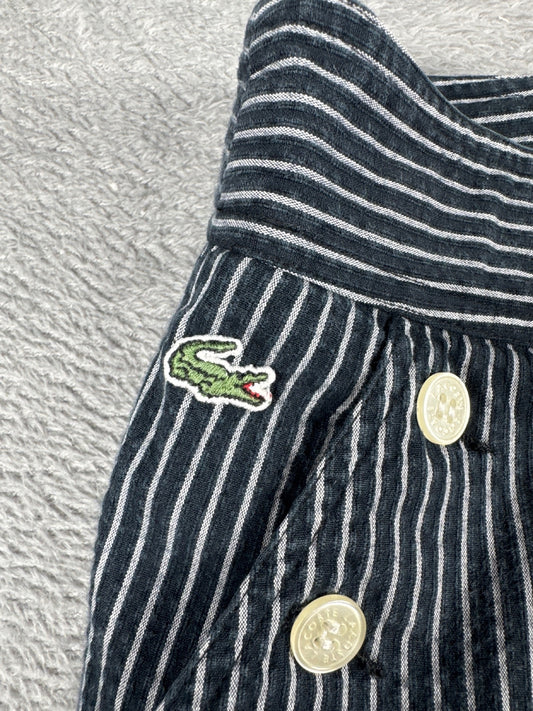 Lacoste Navy Blue and White Pinstripe Bermuda Shorts W28