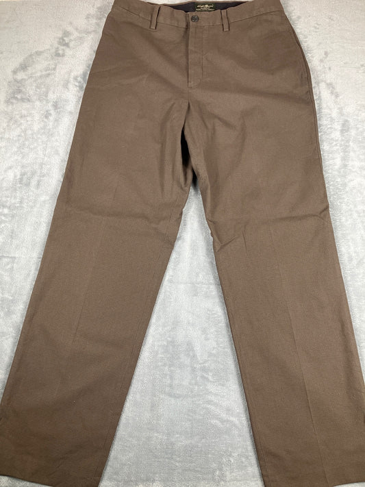 Eddie Bauer Relaxed Fit Brown Cotton Dress Pants Size 35