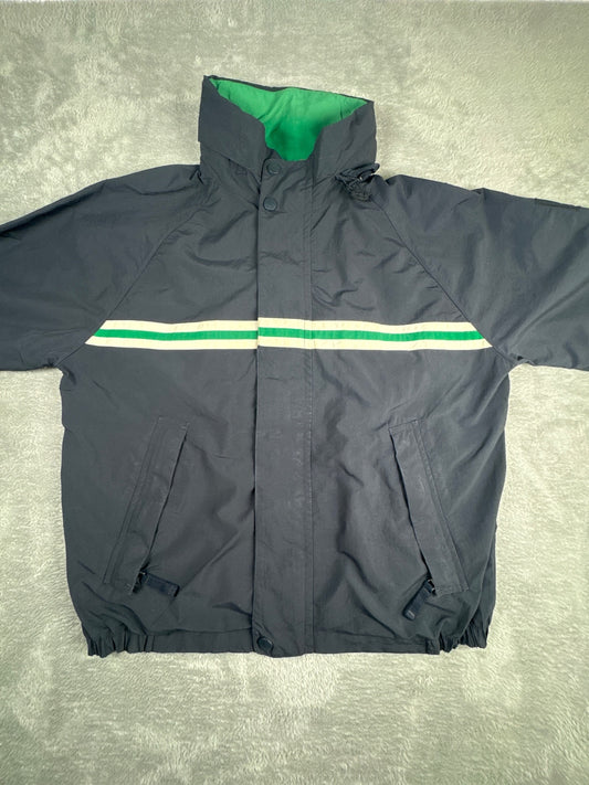 Nautica Men's Black Jacket with Green Lining Side M