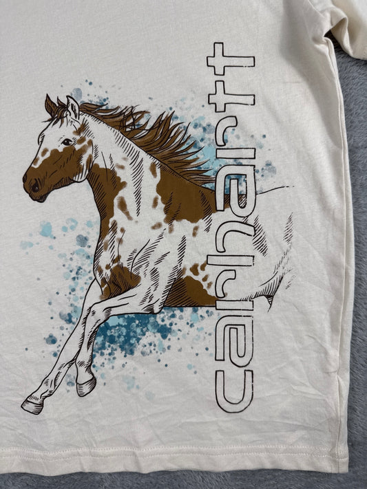 Carhartt Girls’ Cream Horse Graphic T-Shirt Size XL (Age 14)