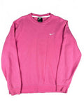 Nike Pink Crewneck Sweatshirt with White Swoosh Logo - XL