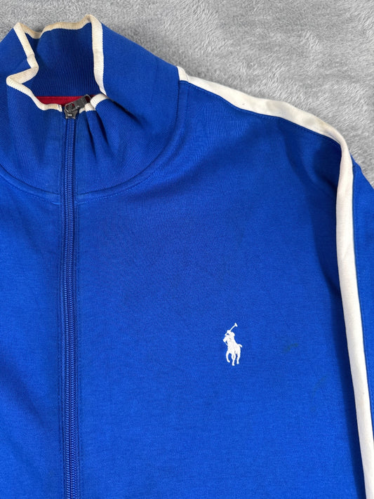 Vintage Ralph Lauren Blue Track Jacket with White Trim XL