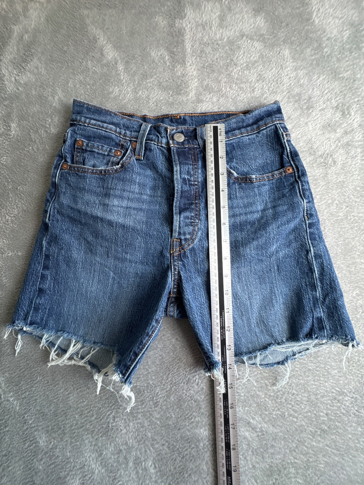 Levi's Premium Capital E 501 Blue Denim Cutoff Shorts W25