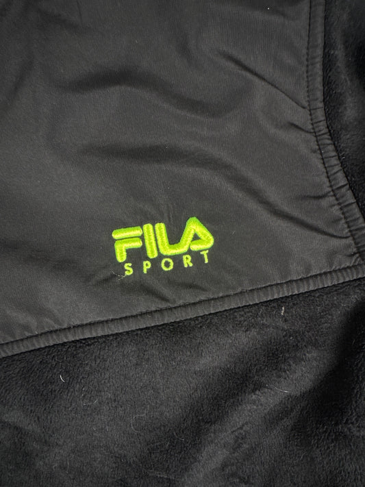 FILA Sport Black Fleece Jacket with Neon Logo Size XL