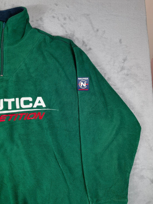 Nautica Competition Green Fleece Quarter Zip Pullover Size L