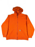 Vintage Retro Carhartt Orange Zip-Up Hoodie Sweatshirt XL