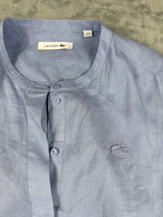 Lacoste Light Blue Long Sleeve Cotton Shirt with Mandarin