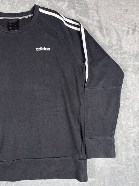 Retro Adidas Youth Black Sweatshirt with Stripes Size L16-18