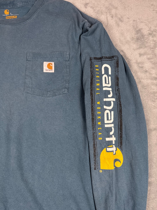 Carhartt Long Sleeve Pocket T-Shirt with Sleeve Logo Print L