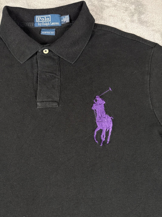 Polo Ralph Lauren Custom Fit Black Polo Shirt Purple Horse