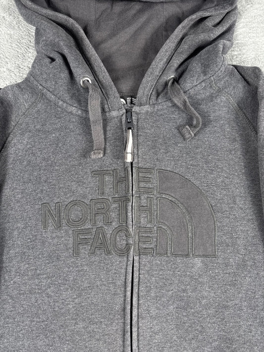 The North Face Men's Grey Full-Zip Hoodie Sweatshirt Medium