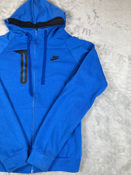 Nike Blue Full Zip Vintage Hoodie with Chest Pocket Size M