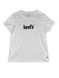 Vintage Levi's White with Brown Logo T-Shirt - Medium