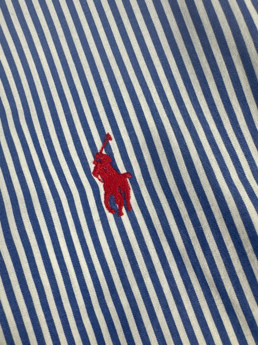 Ralph Lauren Custom Fit Blue and White Striped Shirt Size M