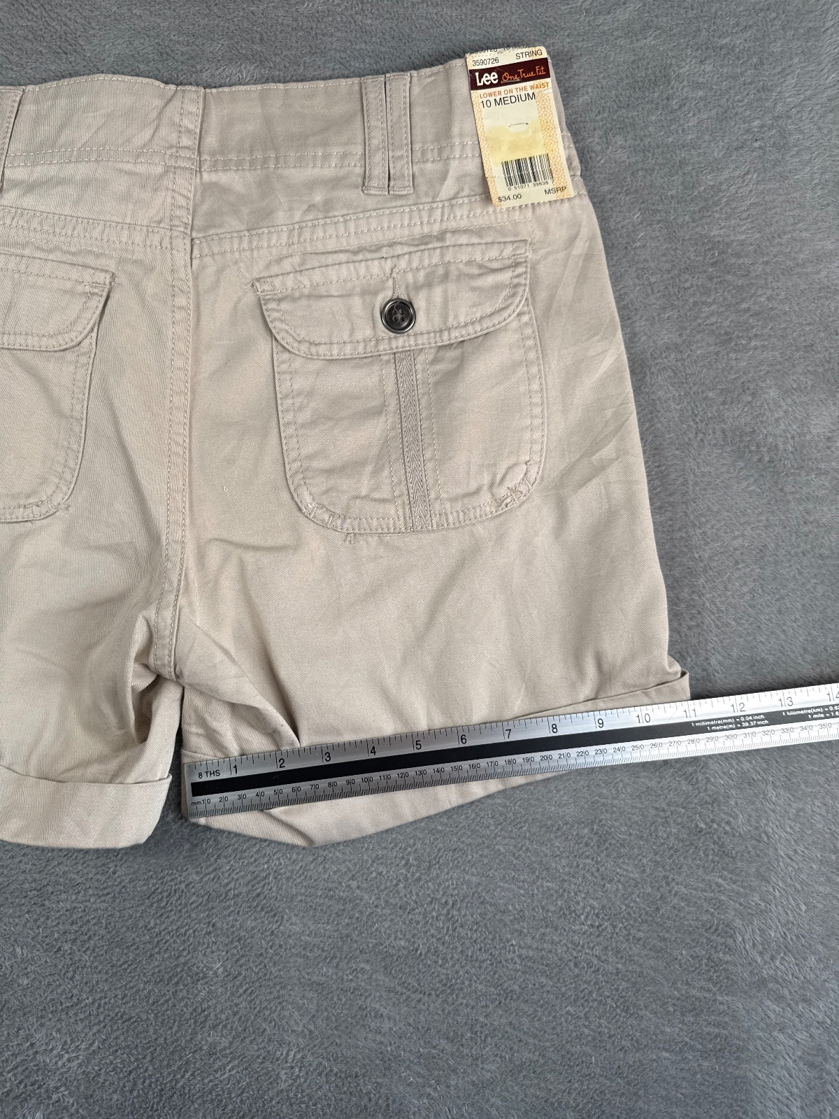 Lee One True Fit Beige Cotton Shorts Size 10