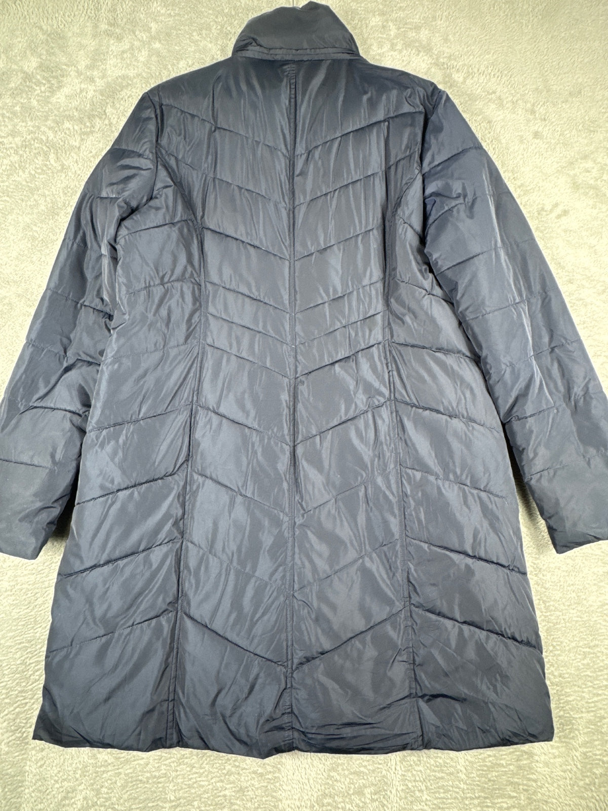 Tommy Hilfiger Long Quilted Puffer Coat in Navy Blue Size L