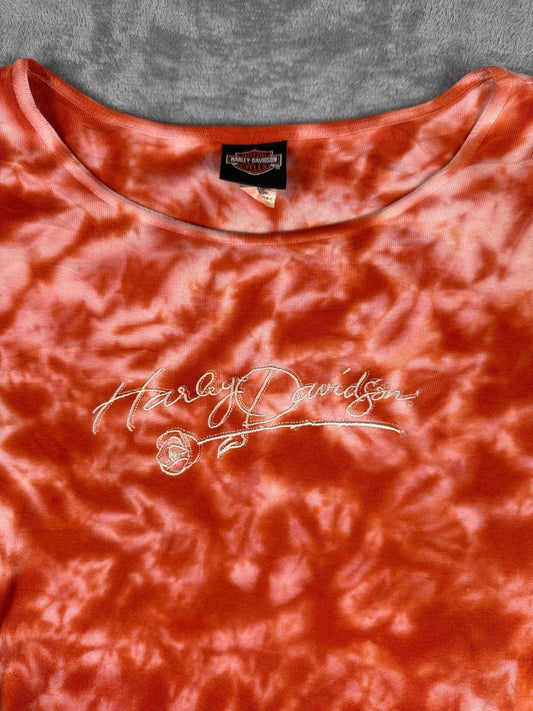 Harley-Davidson Orange Tie-Dye Cotton Long Sleeve Shirt XL