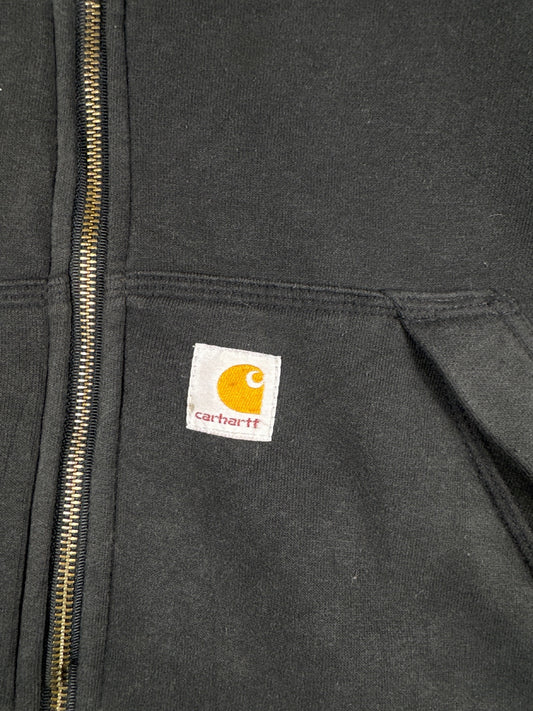Vintage Retro Carhartt Black Zip-Up Hoodie Jacket XXL