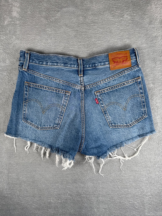Levi's High Waist Distressed Denim Shorts - W28