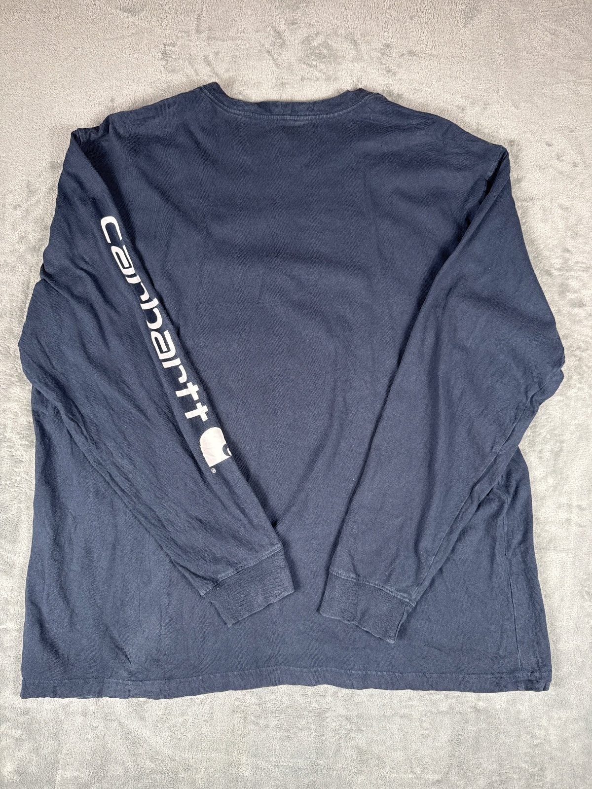 Vintage Carhartt Navy Blue Long Sleeve Logo T-Shirt - XXL*