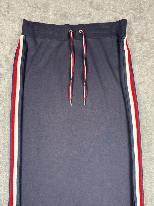 Tommy Hilfiger Navy Blue Midi Skirt with Red and White Side-