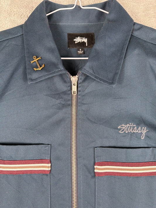 Vintage Stussy Navy Zip Front Shirt Jacket Size S