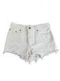 Levi's 501 White Denim Distressed Shorts W25