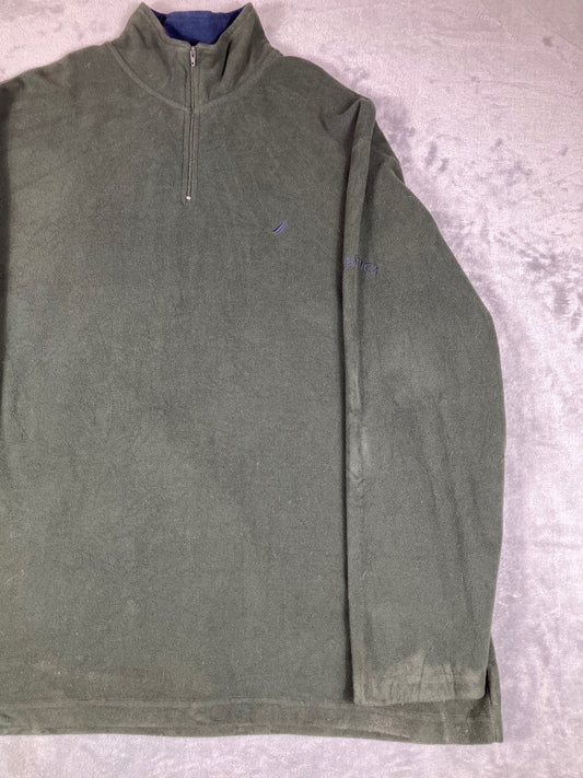 Nautica Men's Green Fleece Quarter-Zip Pullover Size XXL