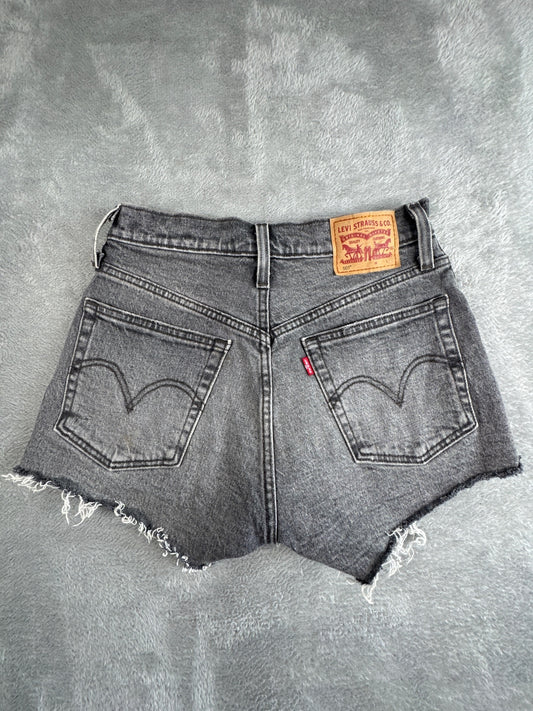 Levi's 501 Grey Washed Denim High Waist Cutoff Shorts W24