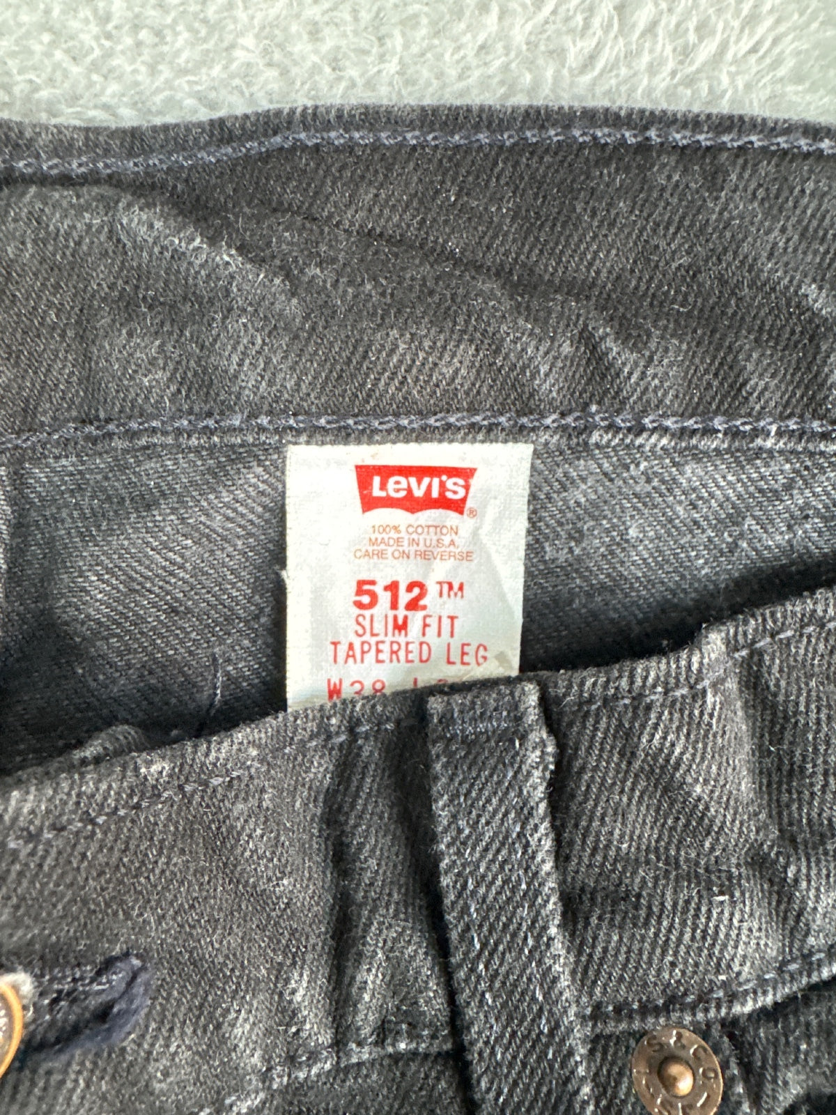 Levi's 512 Slim Fit Tapered Leg Black Jeans W38 L32