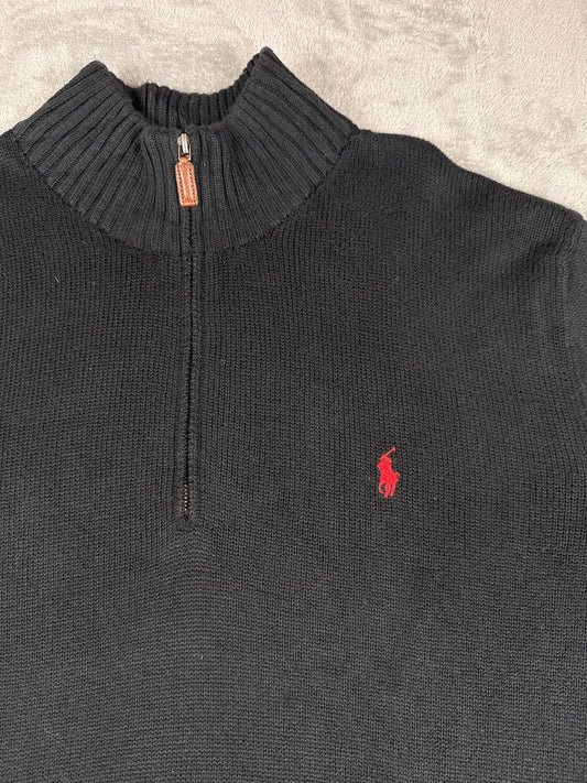 Polo Ralph Lauren Men's Black Cotton Half-Zip Sweater XXL