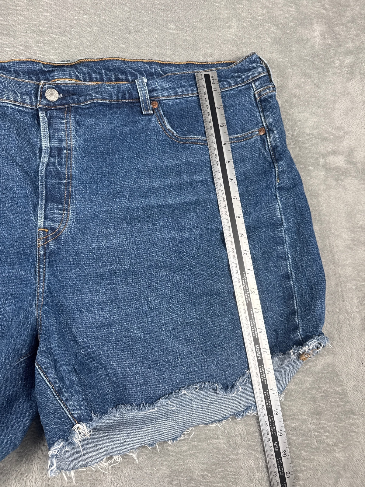 Levi's 501 Blue Denim Cutoff Shorts Size 24W - Approx UK 28