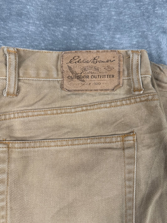 Eddie Bauer Women's Tall Beige Cotton Trousers Size 16
