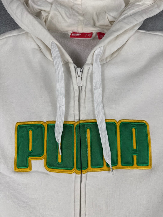 Puma White Hooded Zip-Up Sweatshirt Size L