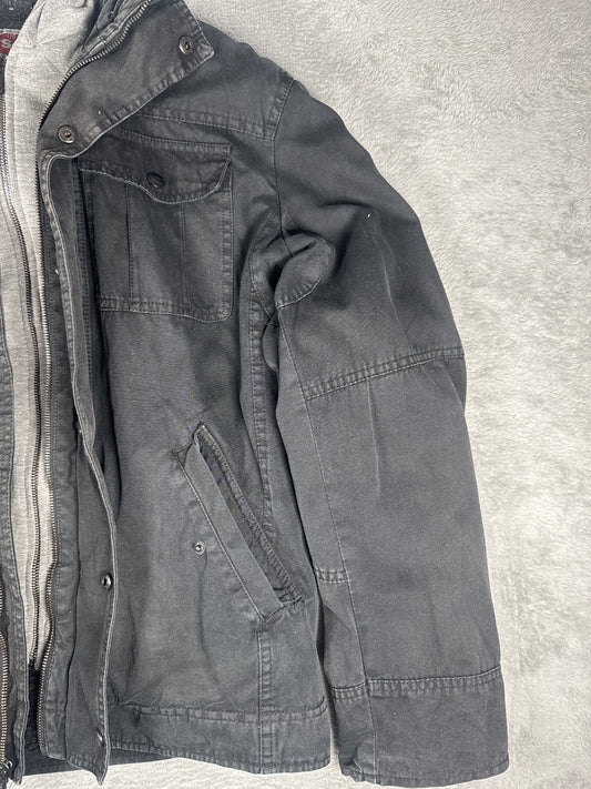 Levi's Black Casual Jacket with Grey Hooded Inner Layer - L