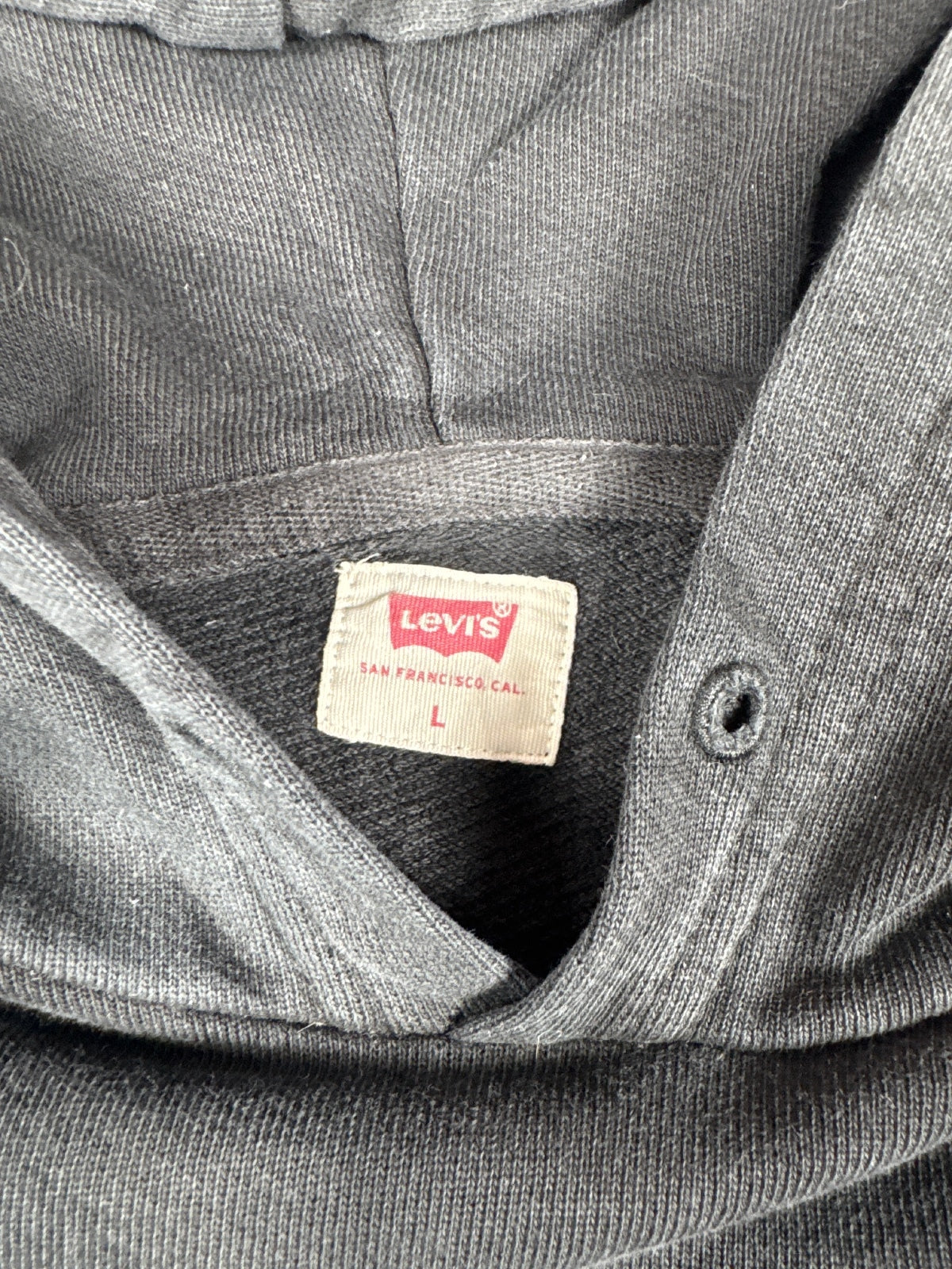 Levi's Black Hoodie with Logo Print, Size Large