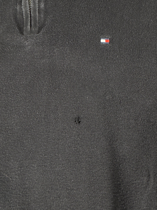 Tommy Hilfiger Black Half-Zip Sweater with Small Logo - L